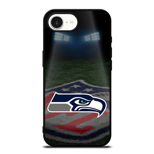 Seattle Seahawks Art iPhone 16e case black TPU silicone rubber protective cover by Casedear