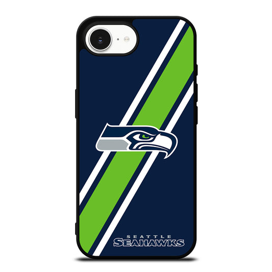 Seattle Seahawks NFL iPhone 16e case black TPU silicone rubber protective cover by Casedear