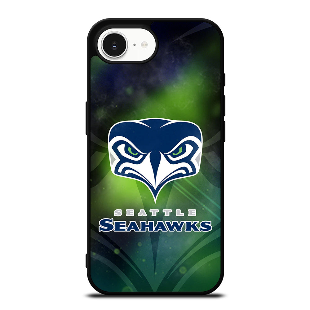 Seattle Seahawks Team iPhone 16e case black TPU silicone rubber protective cover by Casedear