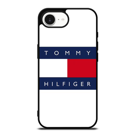 Simple Tommy Hilfiger iPhone 16e case black TPU silicone rubber protective cover by Casedear