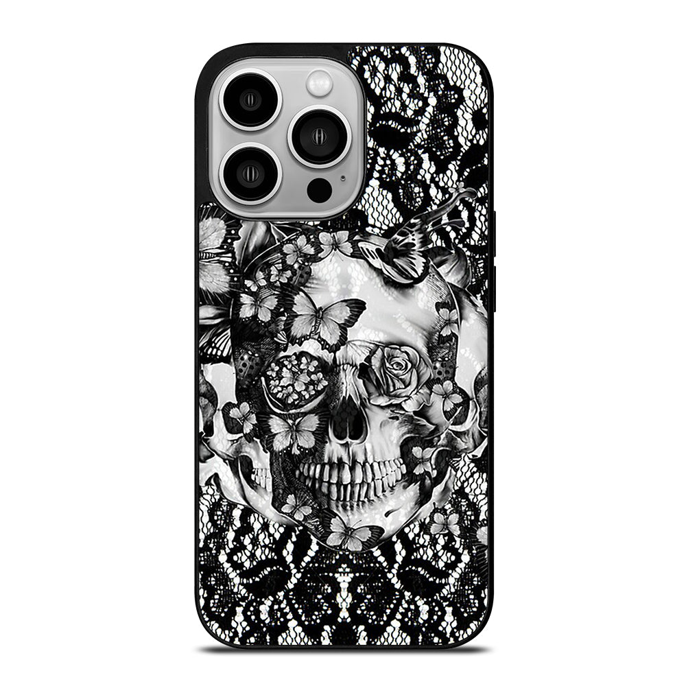 Skull Butterfly Lace iPhone 14 Pro Case