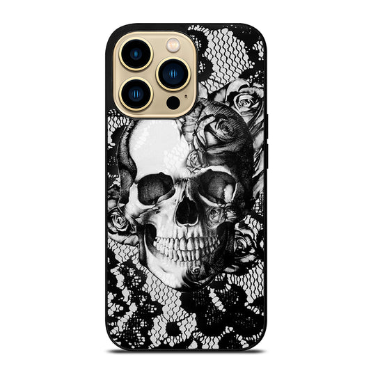 Skull On Black Lace iPhone 14 Pro Max Case