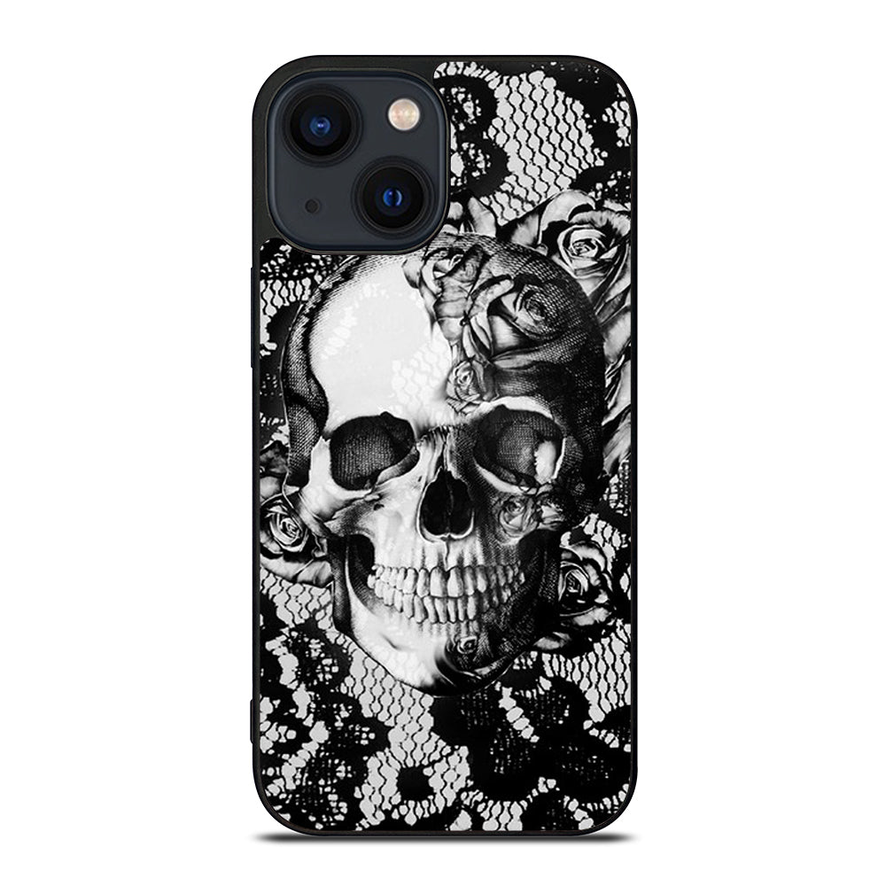 Skull On Black Lace iPhone 14 Plus Case