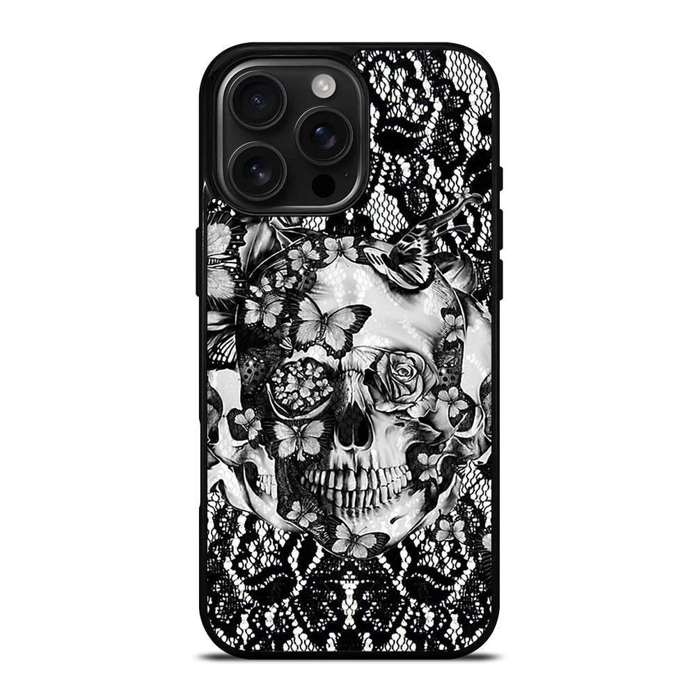 Skull Butterfly Lace iPhone 16 Pro Max Case