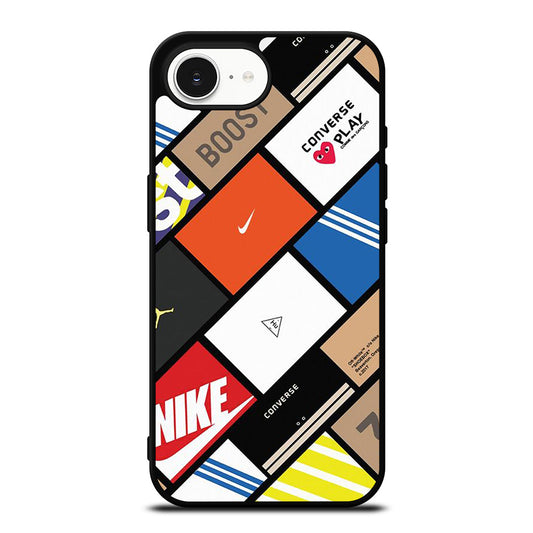 Sneaker Boxes iPhone 16e case black TPU silicone rubber protective cover by Casedear