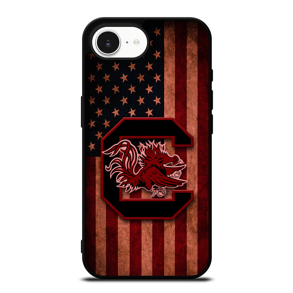 South Carolina Gamecocks America iPhone 16e case black TPU silicone rubber protective cover by Casedear