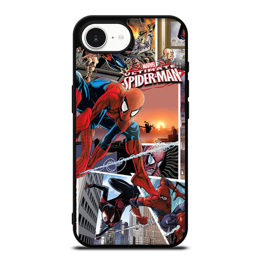 Spiderman Comic iPhone 16e case black TPU silicone rubber protective cover by Casedear