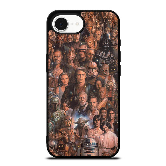 Star Wars Movie Collage iPhone 16e case black TPU silicone rubber protective cover by Casedear