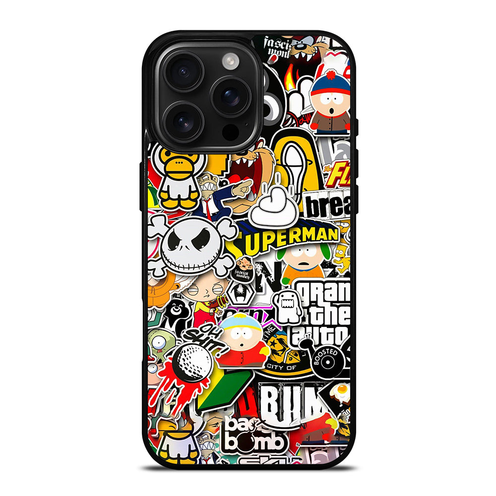 Sticker Bomb Collage iPhone 16 Pro Max Case