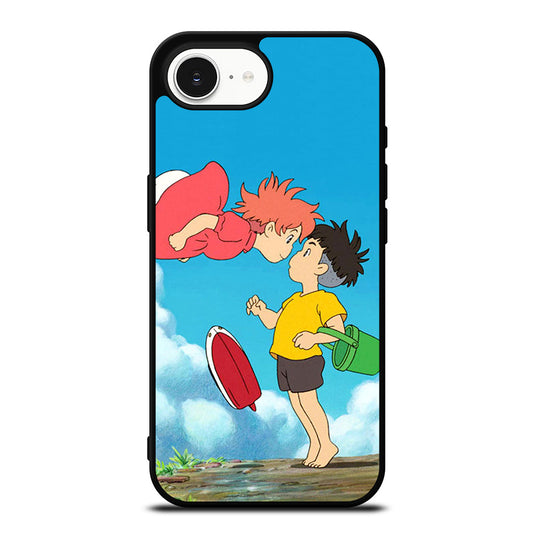 Studio Ghibli Pose iPhone 16e case black TPU silicone rubber protective cover by Casedear