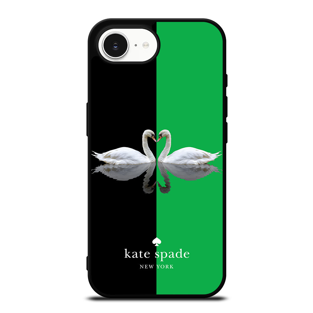 Swan Kate Spade iPhone 16e case black TPU silicone rubber protective cover by Casedear