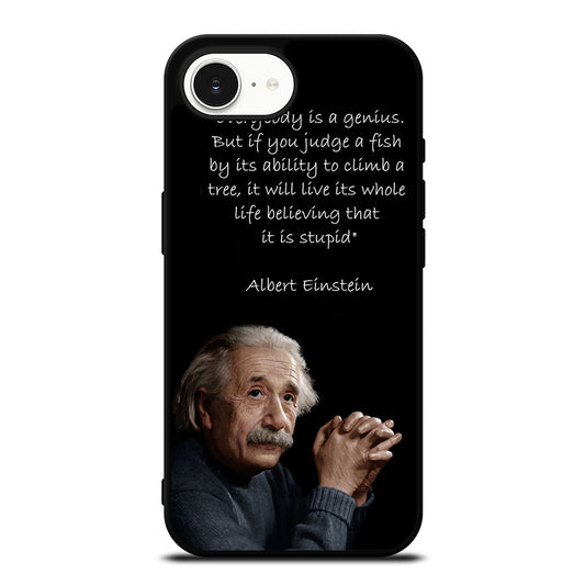THE GENIUS ALBERT EINSTEIN iPhone 16e case black TPU silicone rubber protective cover by Casedear