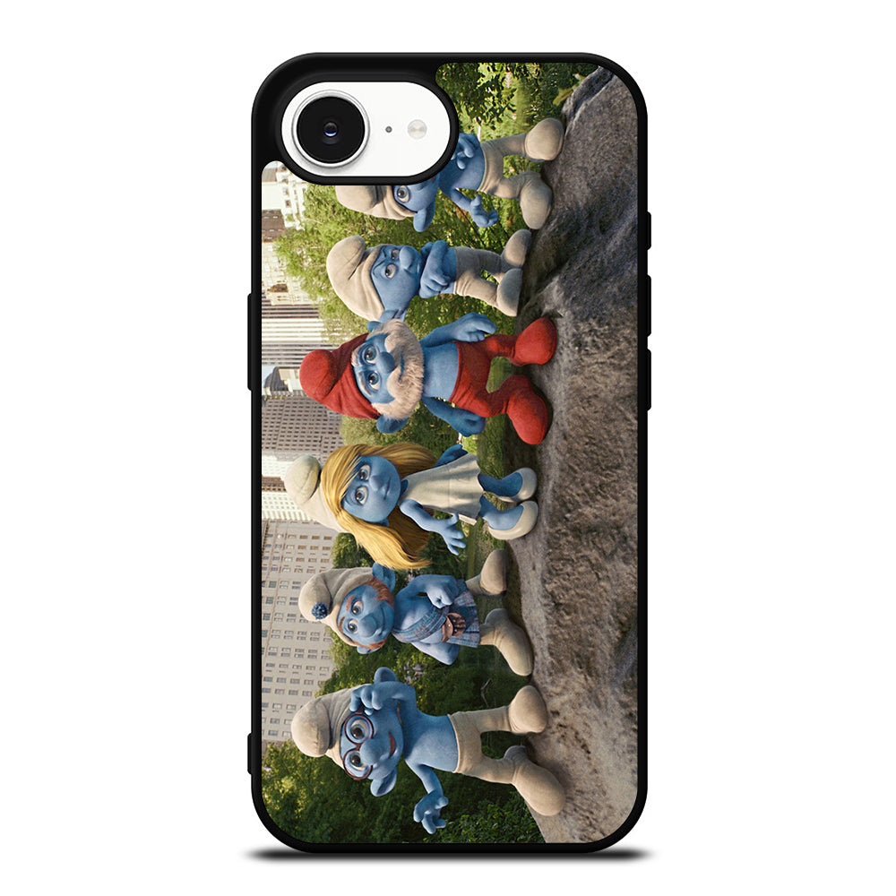 THE SMURFS iPhone 16e case black TPU silicone rubber protective cover by Casedear