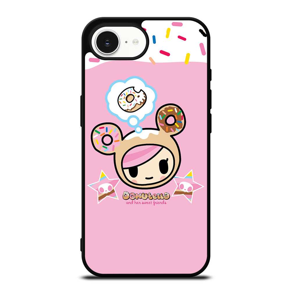 TOKIDOKI DONUTELLA iPhone 16e case black TPU silicone rubber protective cover by Casedear