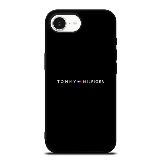 TOMMY HILFIGER LOGO iPhone 16e case black TPU silicone rubber protective cover by Casedear