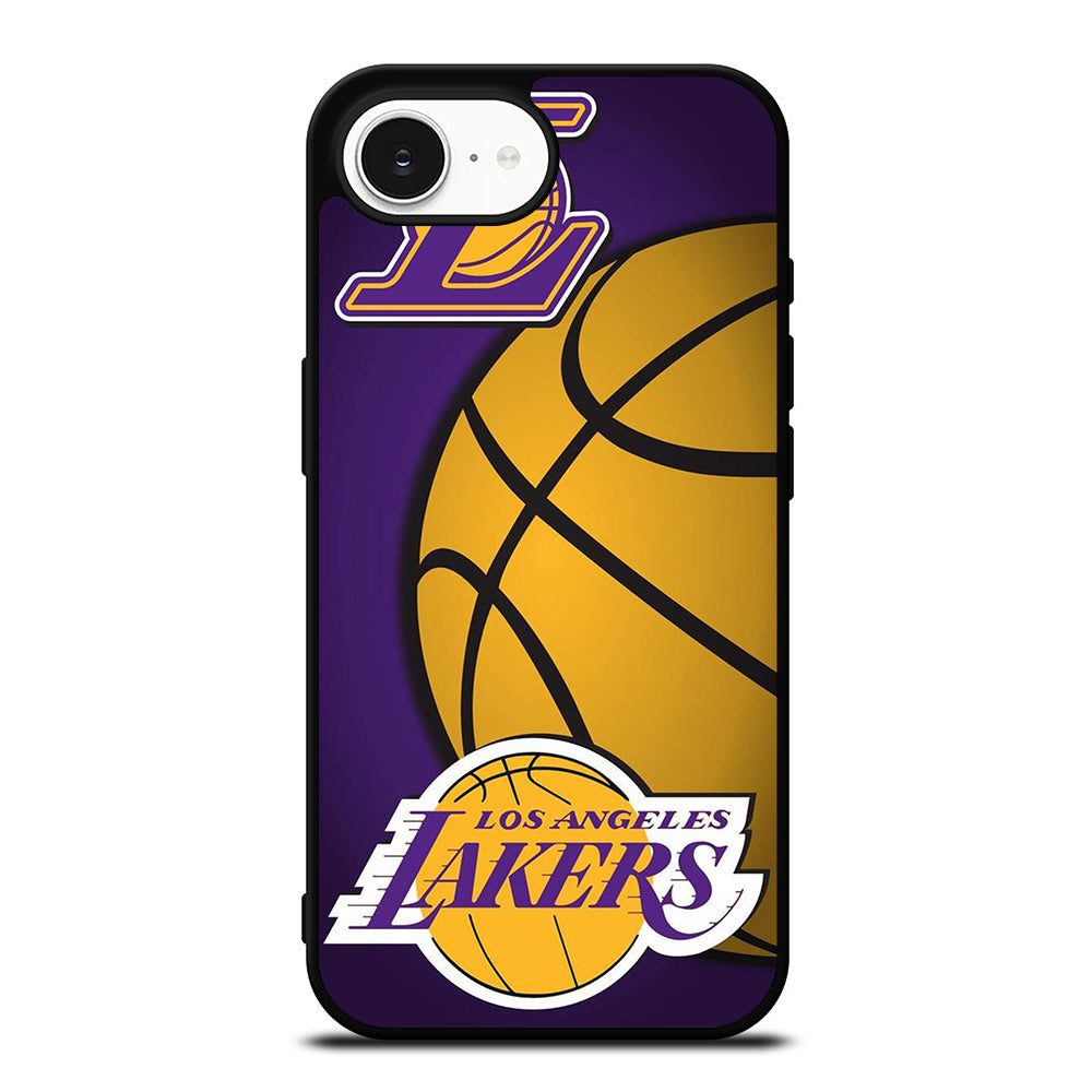The Champ LA Lakers iPhone 16e case black TPU silicone rubber protective cover by Casedear