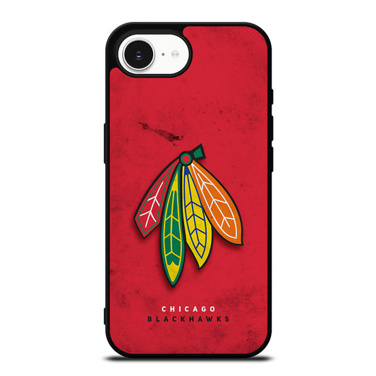 The Chicago Blackhawks iPhone 16e case black TPU silicone rubber protective cover by Casedear