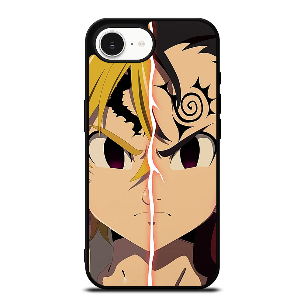 The Seven Deadly Sins Meliodas iPhone 16e case black TPU silicone rubber protective cover by Casedear