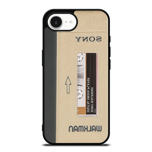 The Walkman Cassette iPhone 16e case black TPU silicone rubber protective cover by Casedear