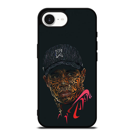 Tiger Woods In Nike iPhone 16e case black TPU silicone rubber protective cover by Casedear