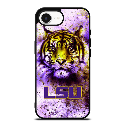 Tigers LSU Logo Wallpaper iPhone 16e case black TPU silicone rubber protective cover by Casedear