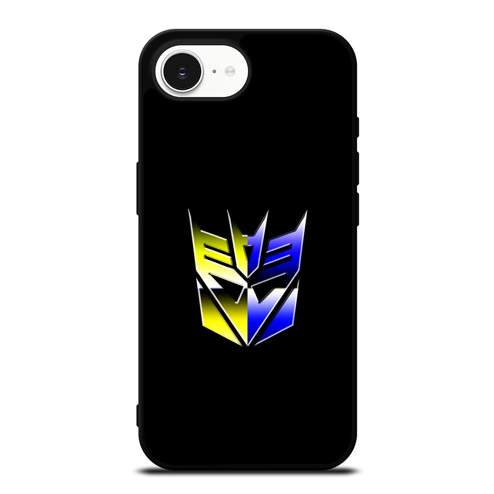 Transformers Decepticons Rainbow Logo iPhone 16e case black TPU silicone rubber protective cover by Casedear