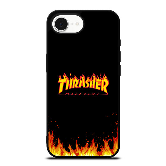 Trasher Smoldering iPhone 16e case black TPU silicone rubber protective cover by Casedear