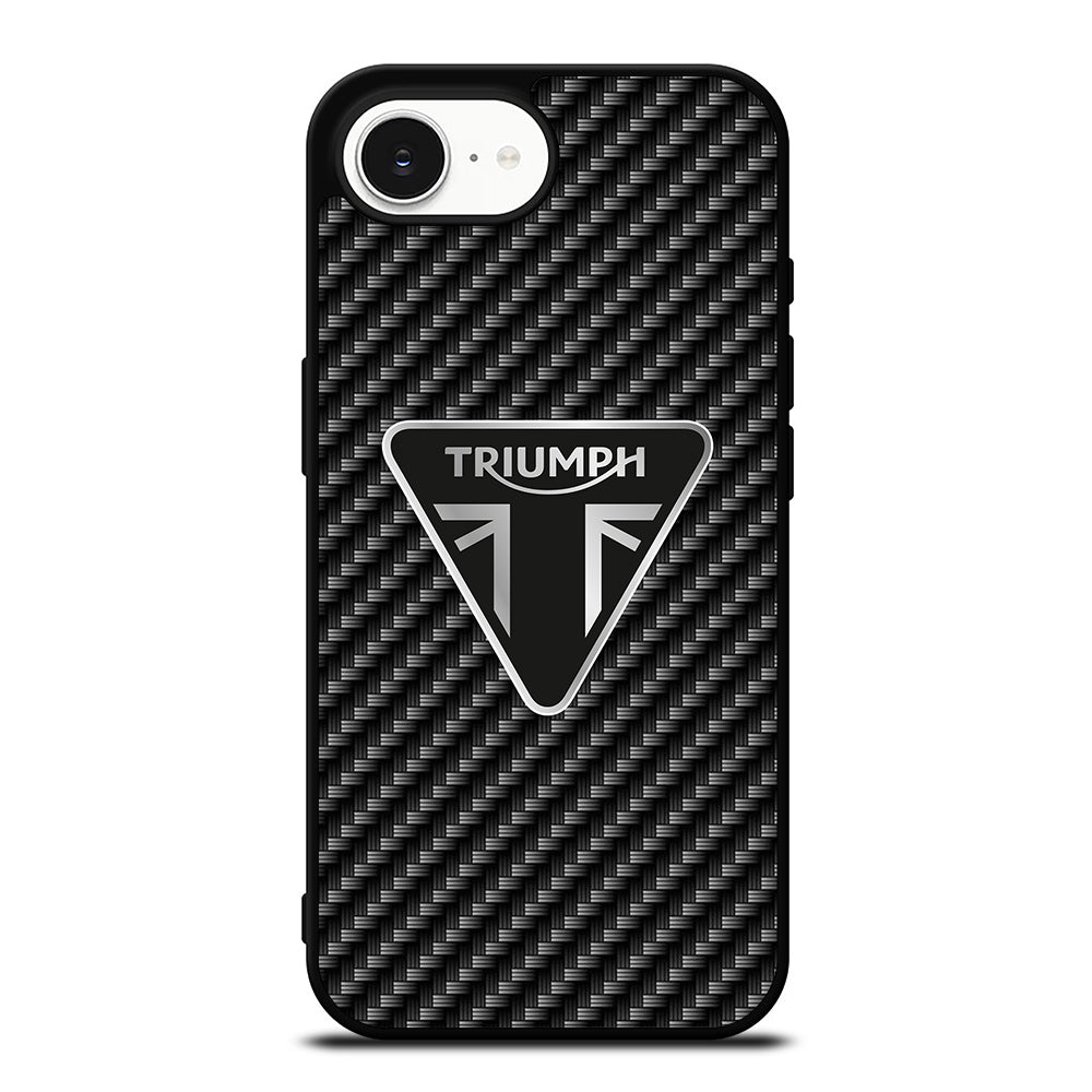 Triumph Motorcycle Carbon Logo iPhone 16e case black TPU silicone rubber protective cover by Casedear