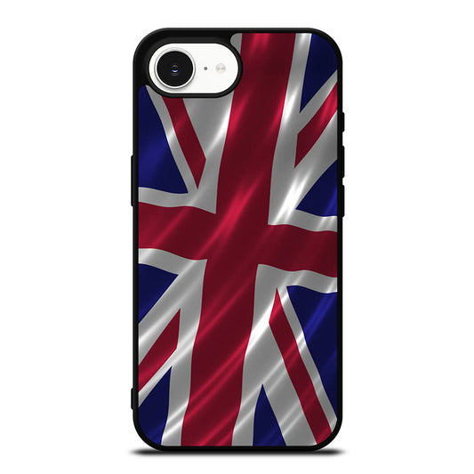 UK Union Jack iPhone 16e case black TPU silicone rubber protective cover by Casedear