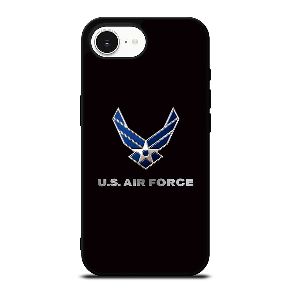 US Air Force Logo iPhone 16e case black TPU silicone rubber protective cover by Casedear
