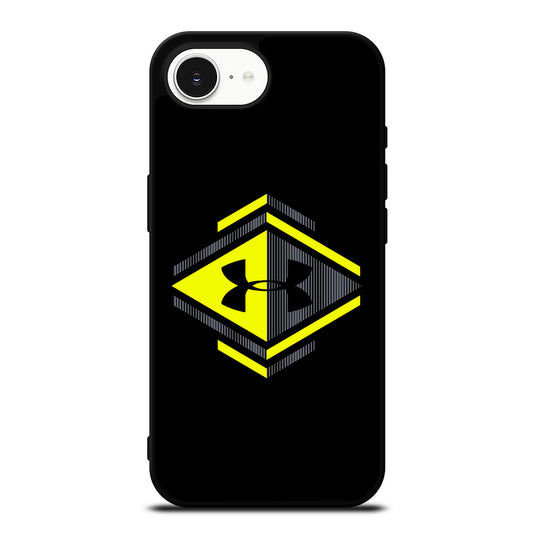 Under Armour Graphic iPhone 16e case black TPU silicone rubber protective cover by Casedear