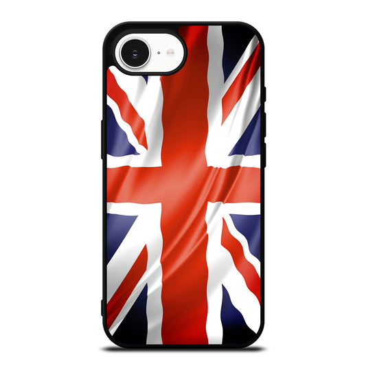 Union Jack UK iPhone 16e case black TPU silicone rubber protective cover by Casedear