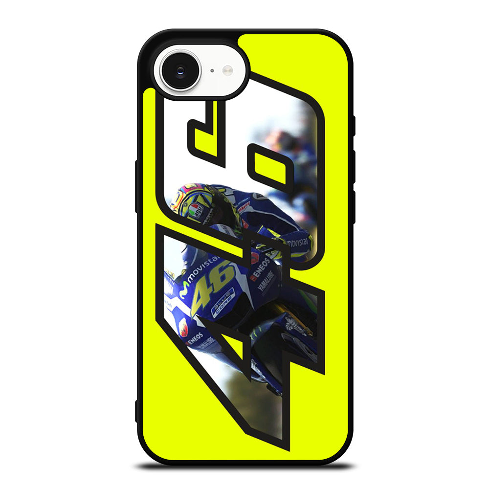 VALENTINO ROSSI THE DOCTOR 46 iPhone 16e case black TPU silicone rubber protective cover by Casedear