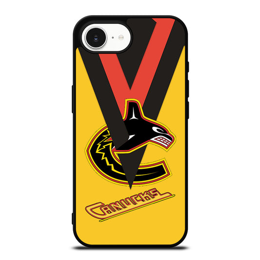 VANCOUVER CANUCKS LOGO iPhone 16e case black TPU silicone rubber protective cover by Casedear