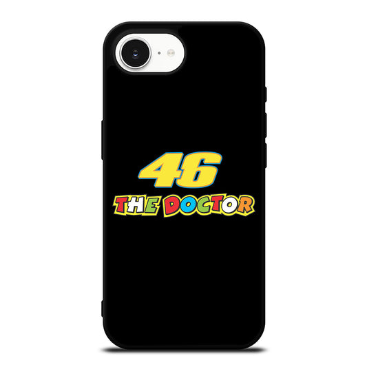 VR46 THE DOCTOR BLACK iPhone 16e case black TPU silicone rubber protective cover by Casedear