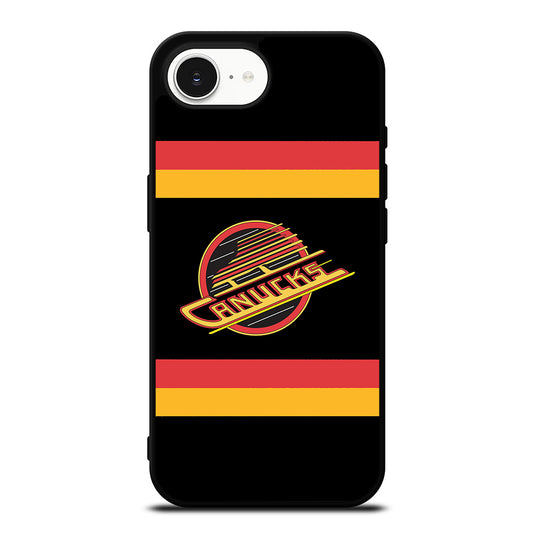 Vancouver Canucks Retro iPhone 16e case black TPU silicone rubber protective cover by Casedear