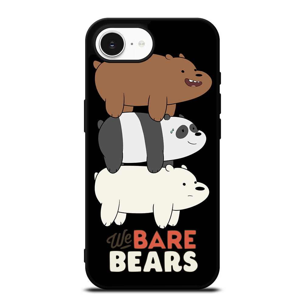 WE BARE BEARS iPhone 16e case black TPU silicone rubber protective cover by Casedear