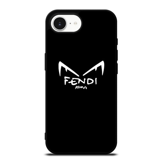 WHITE FENDI ROMA EYES iPhone 16e case black TPU silicone rubber protective cover by Casedear
