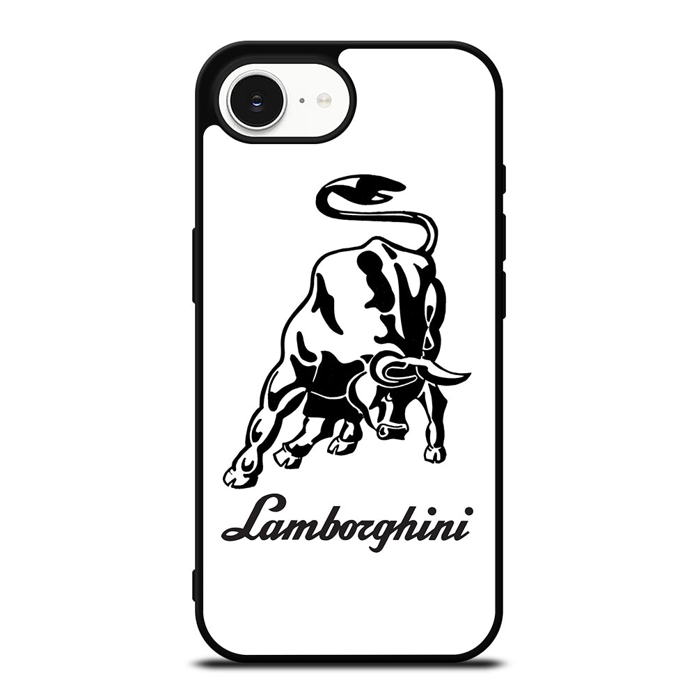 WHITE LAMBORGHINI iPhone 16e case black TPU silicone rubber protective cover by Casedear