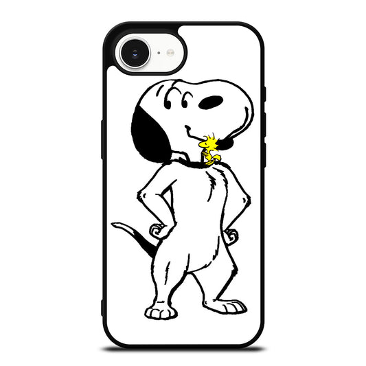 WOODSTOCK HUGES SNOOPY iPhone 16e case black TPU silicone rubber protective cover by Casedear
