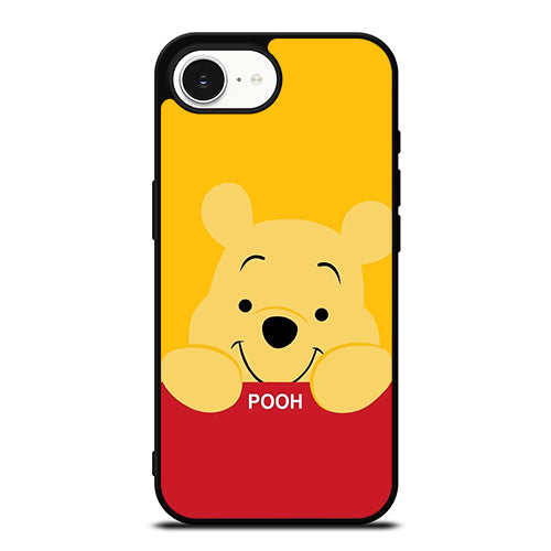 Winnie The Pooh Cute Face iPhone 16e case black TPU silicone rubber protective cover by Casedear