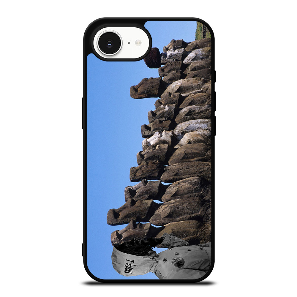 YNW MELLI RAPER MOAI iPhone 16e case black TPU silicone rubber protective cover by Casedear