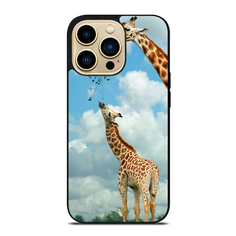 MOM AND BABY GIRAFFE EAT iPhone 14 Pro Max Case