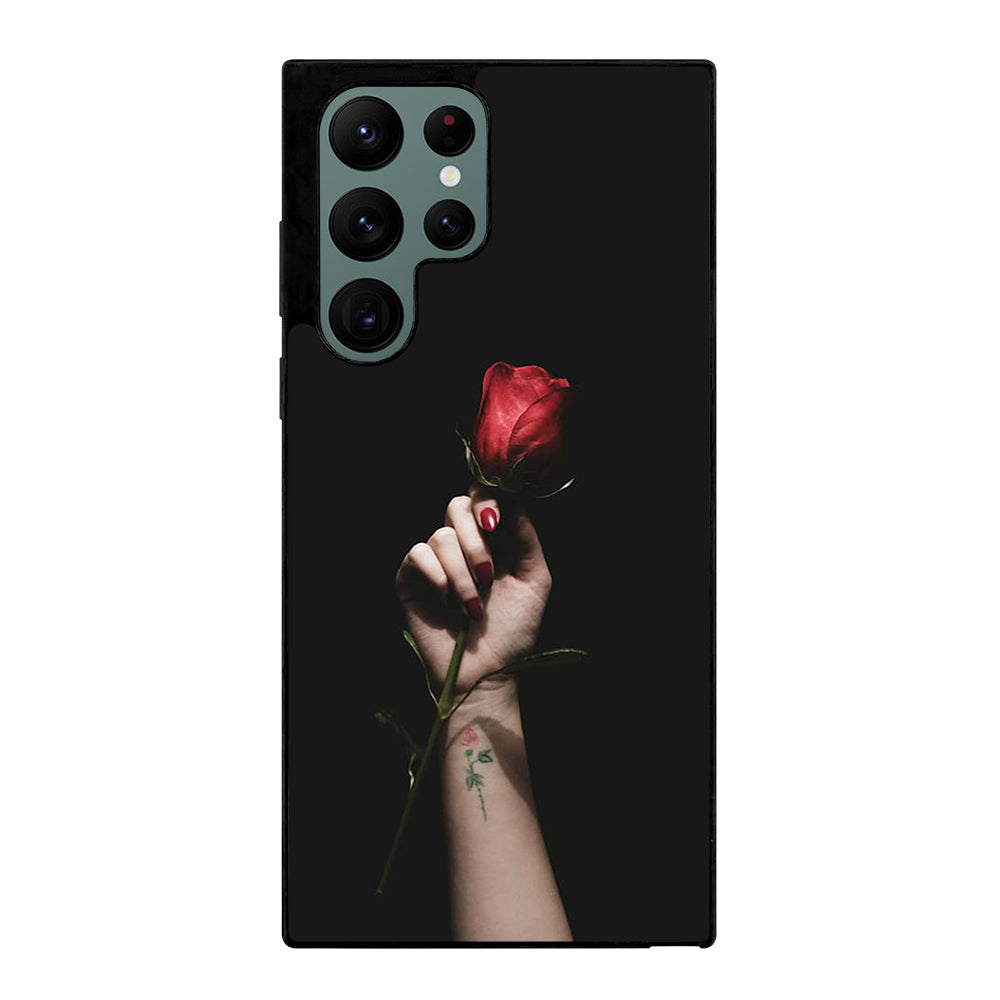 Red Rose Flower Hand Samsung Galaxy S22 Ultra 5G Case