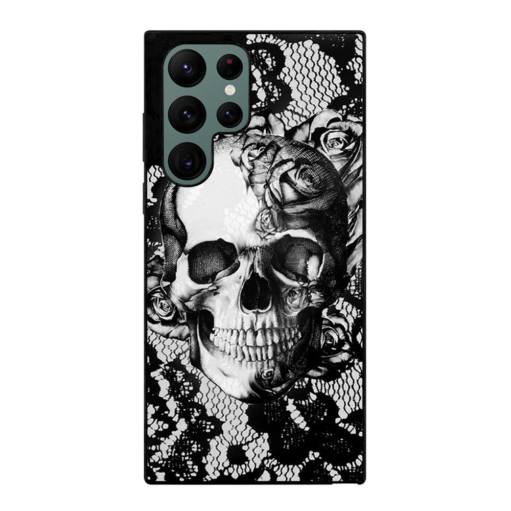 Skull On Black Lace Samsung Galaxy S22 Ultra 5G Case