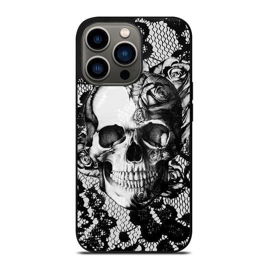 Skull On Black Lace iPhone 13 Pro Case