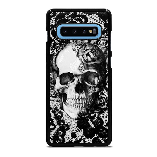 Skull On Black Lace Samsung Galaxy S10 Plus Case