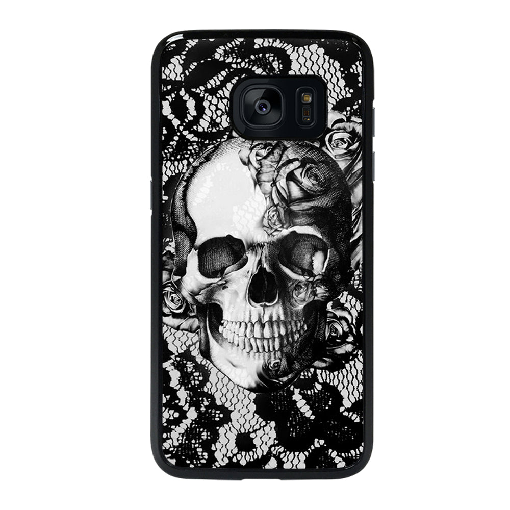 Skull On Black Lace Samsung Galaxy S7 Edge Case