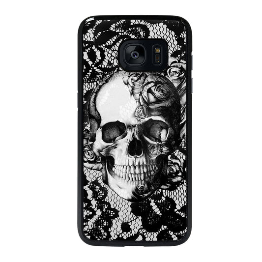 Skull On Black Lace Samsung Galaxy S7 Edge Case