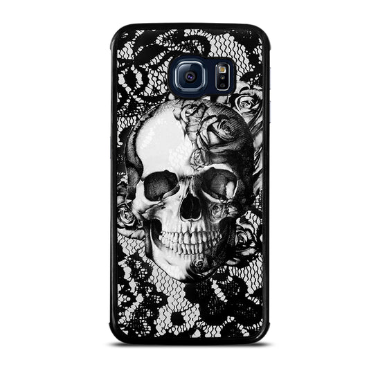 Skull On Black Lace Samsung Galaxy S6 Edge Case